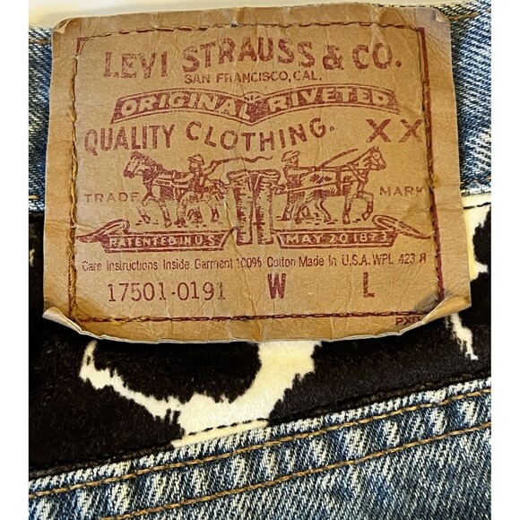 Vintage 90's LEVI'S 501 Upcycled Reworked Patchwork Aztec Boho Beads Jeans 29x31 - Picture 10 of 14